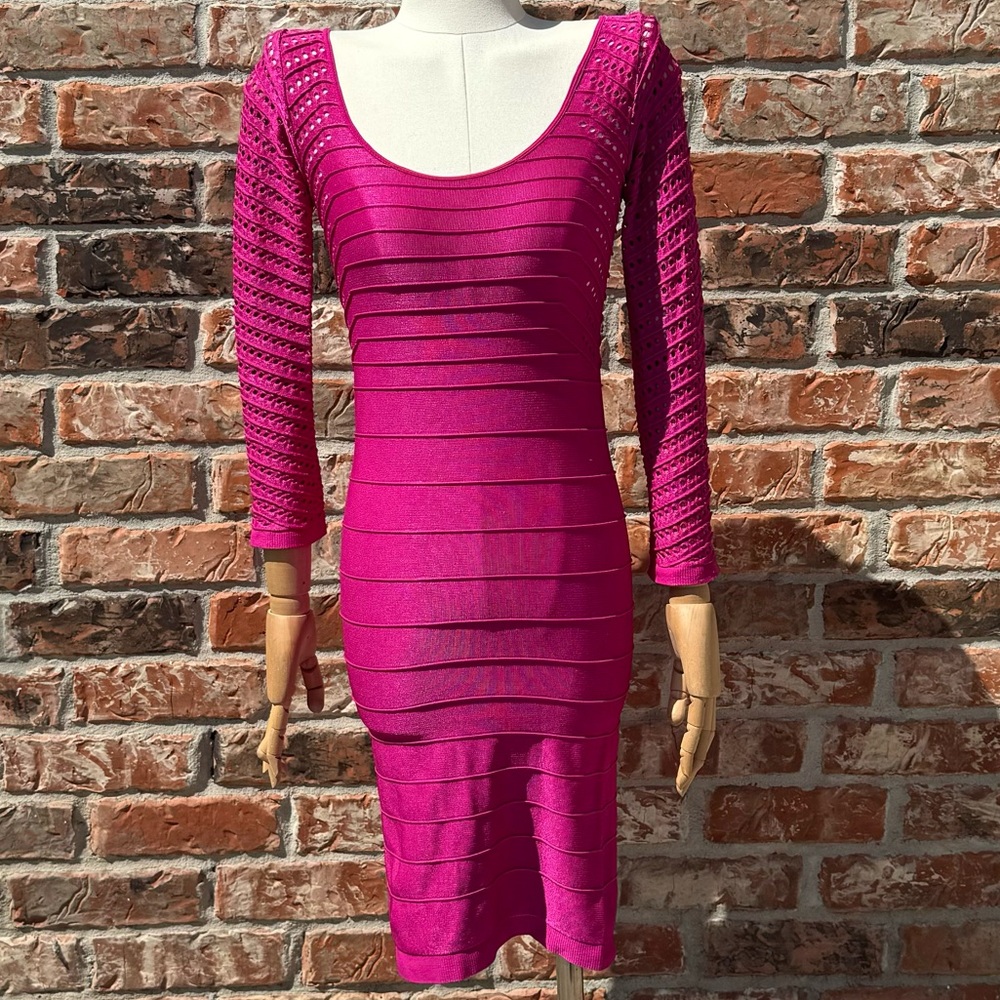 Free People ribbed hot pink fitted cutout sheath dress / XS /Excellent condition